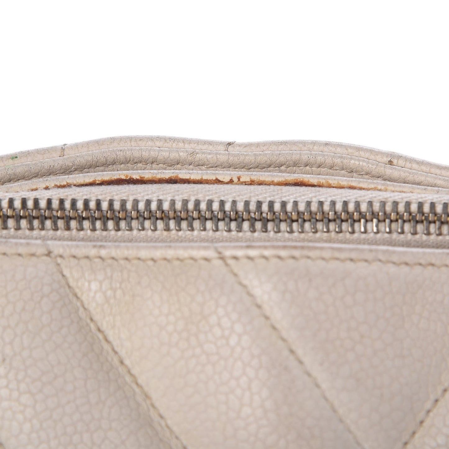 Caviar Chevron Quilted Shoulder Bag White