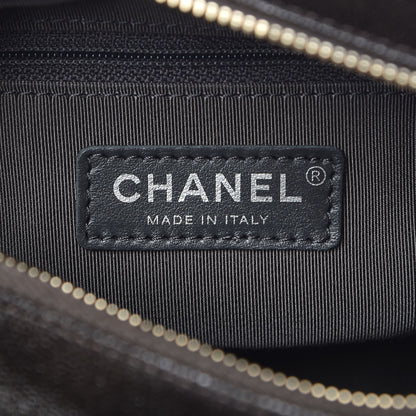 Chanel Metallic Grained Goatskin Chevron Quilted Small Gabrielle Hobo Dark Silver Gold 6 of 8
