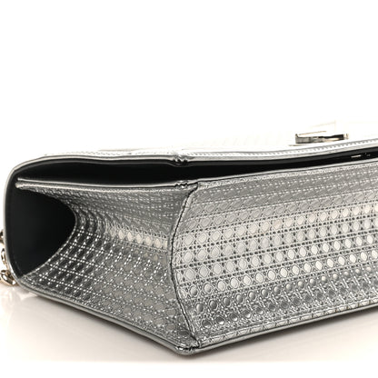 Christian Dior Metallic Patent Micro-Cannage Medium Diorama Flap Bag Silver 8 of 9