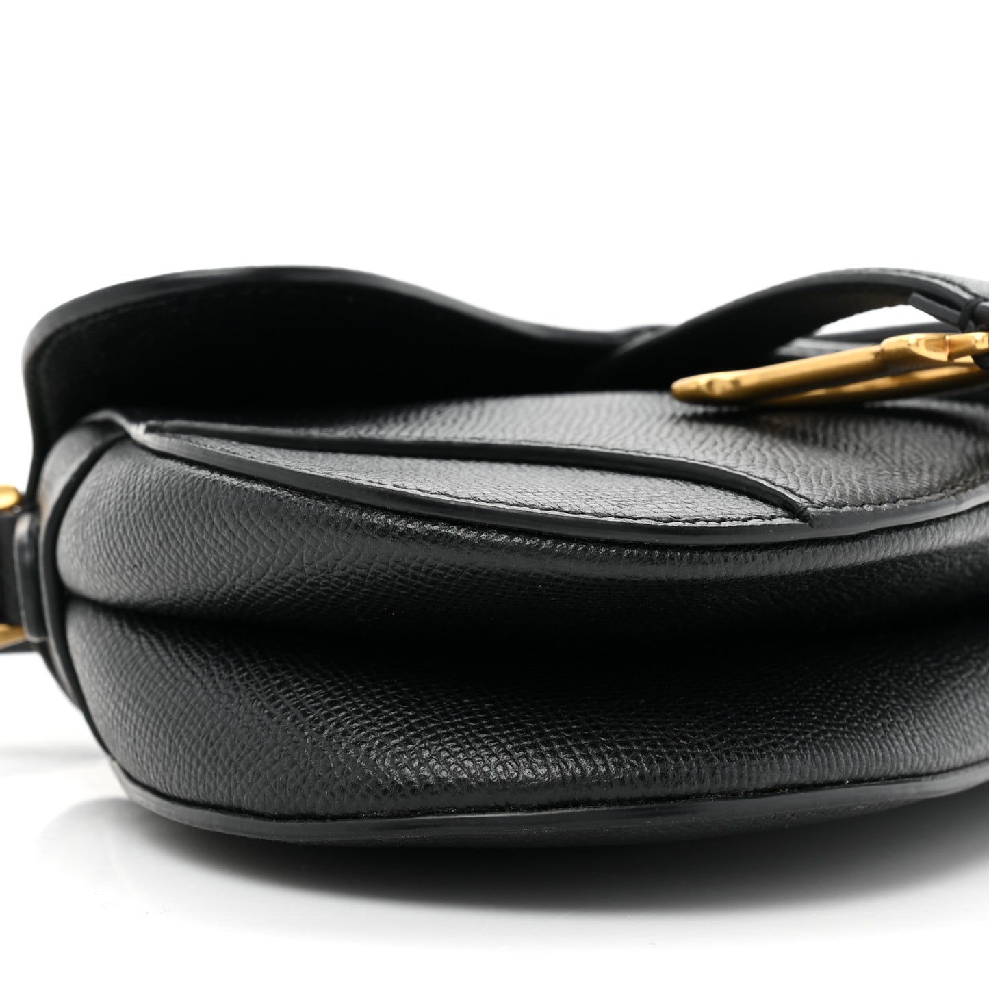 Grained Calfskin Mini Saddle Bag Black