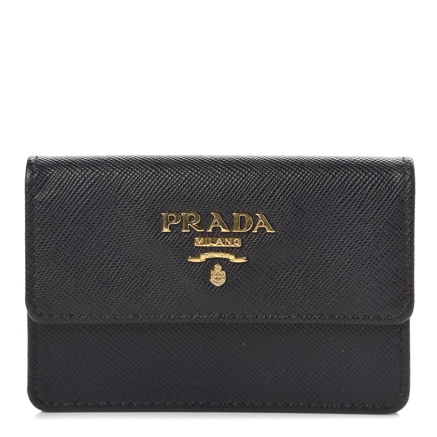 Saffiano Metal Flap Card Holder Black