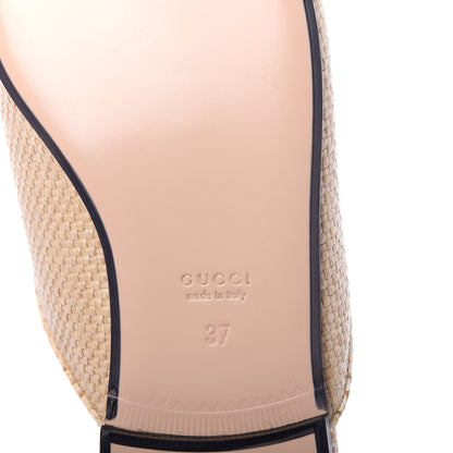 Gucci Straw Elaphe Womens Princetown Slippers 37 Natural Cream Brown 6 of 7