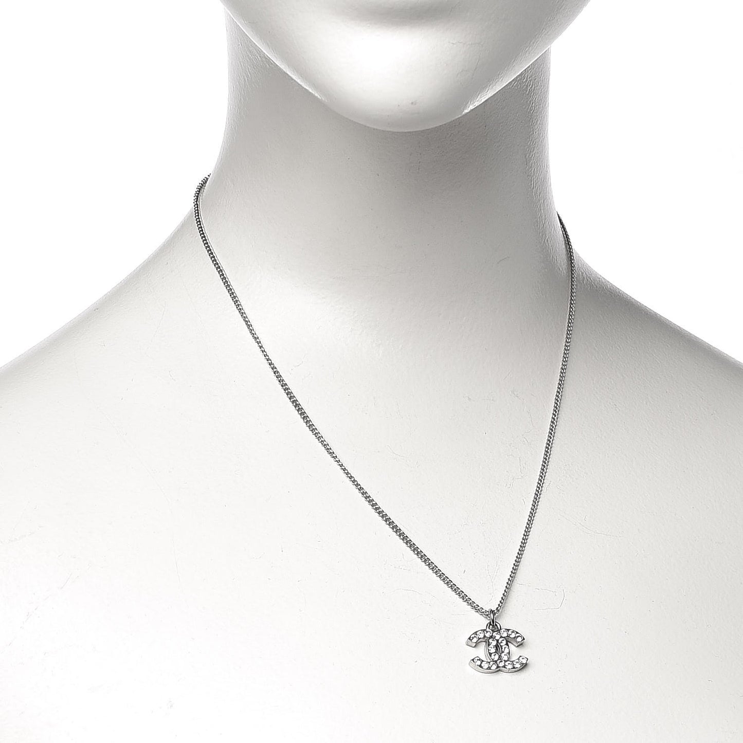 Crystal CC Pendant Necklace Silver