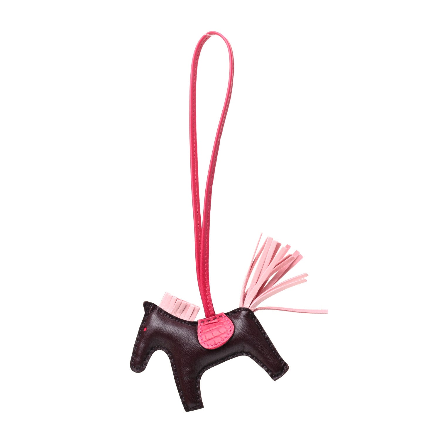 Hermes Milo Lambskin Matte Alligator Touch Grigri Rodeo Horse Bag Charm PM Rouge Sellier Framboise Rose Sakura 1 of 5