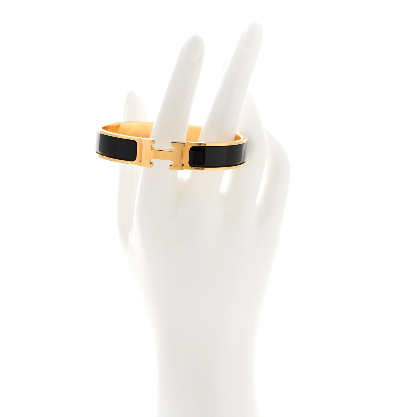 Enamel Narrow Clic Clac H Bracelet GM Black