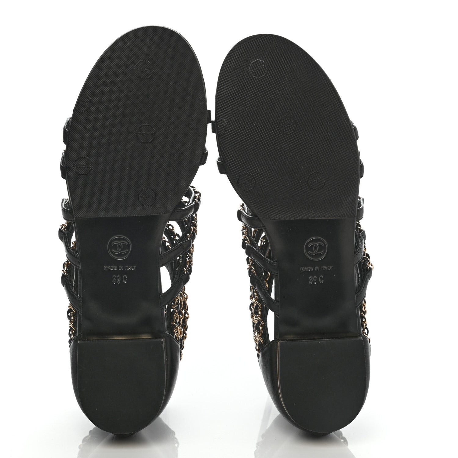 Chanel Lambskin CC Chain Sandals 39 Black 5 of 7
