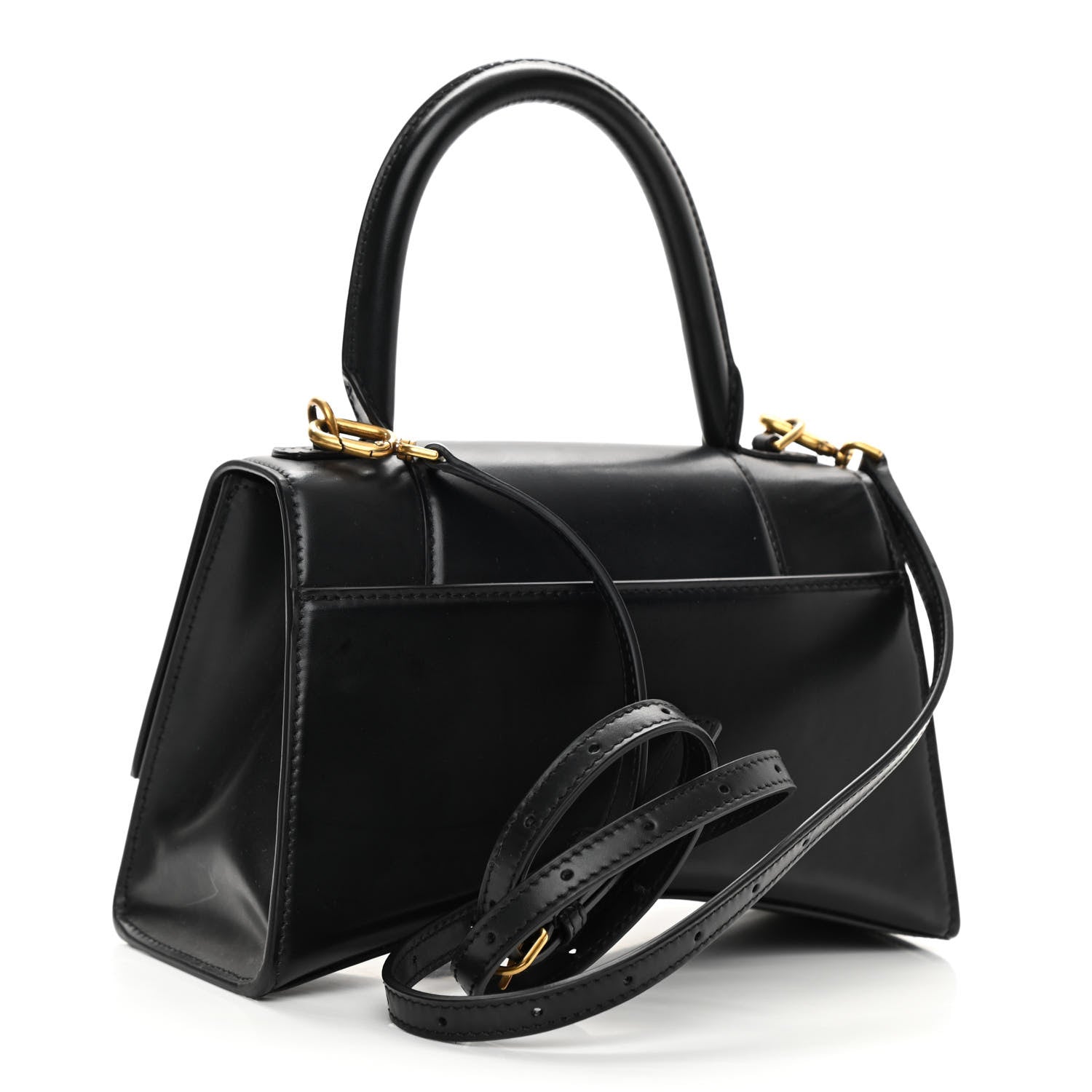 Balenciaga Shiny Box Calfskin Small Hourglass Top Handle Bag Black 2 of 10