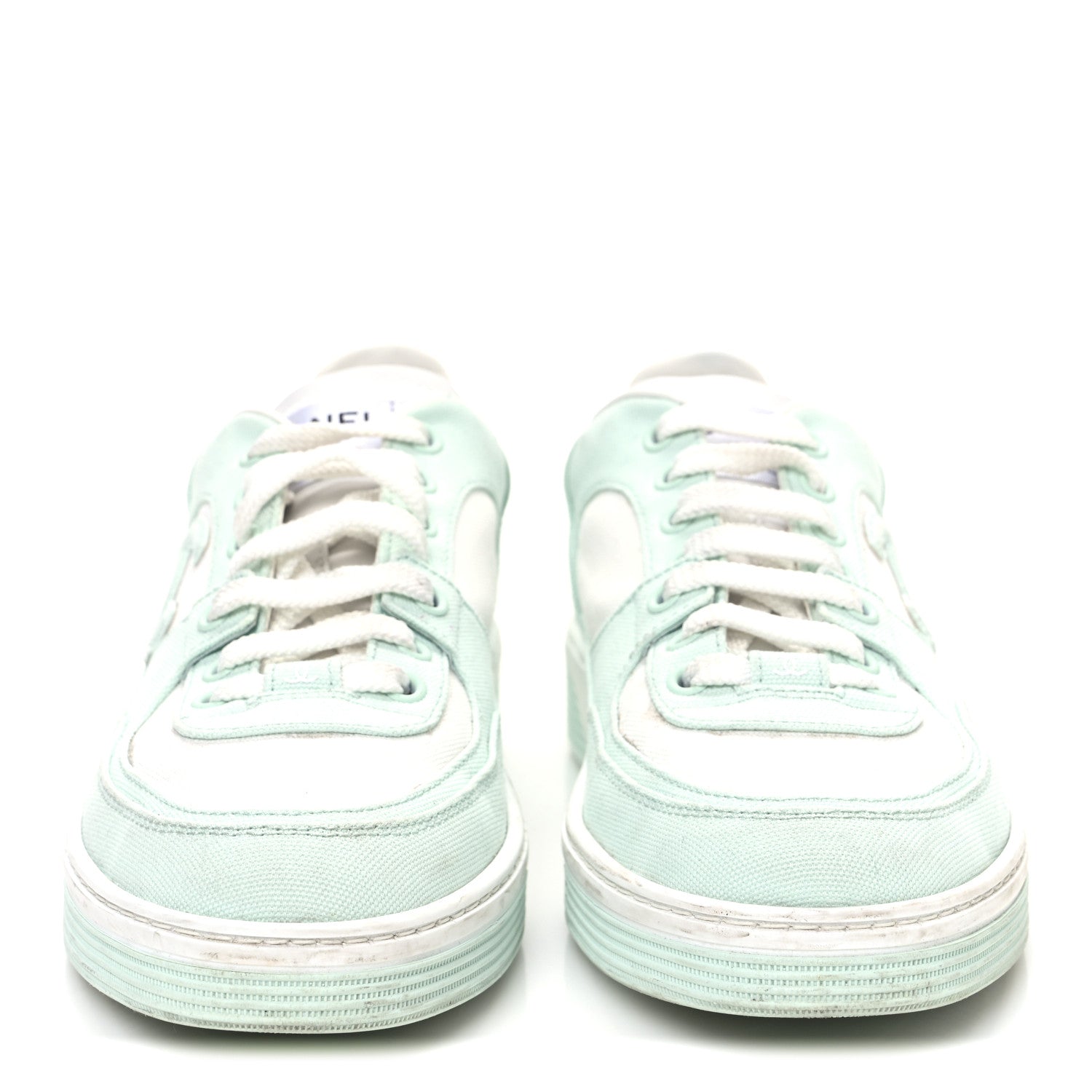 Chanel Cotton Sneakers 39 Light Turquoise White 3 of 10