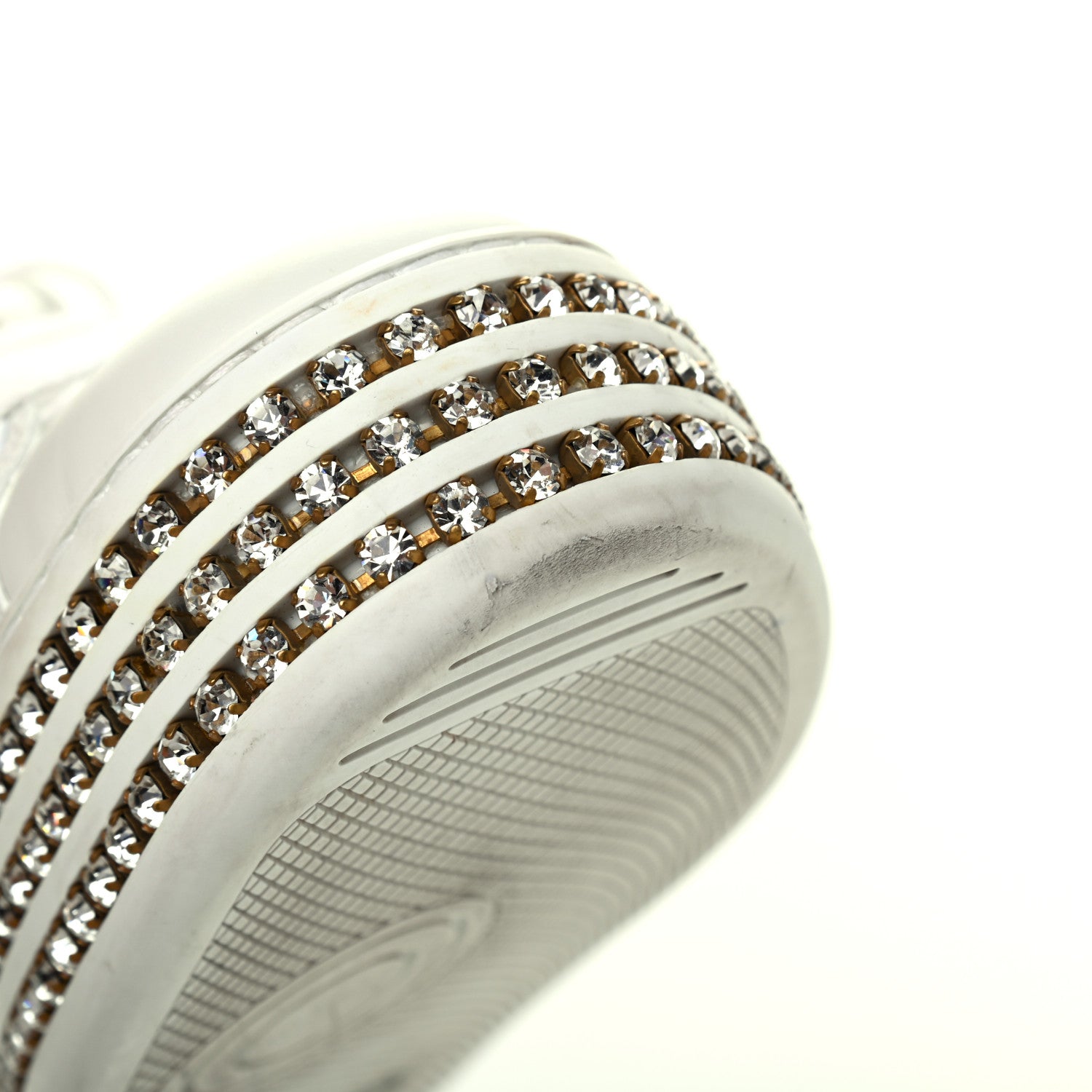 Gucci Calfskin Crystal Web LOVED Embroidered Womens Ace Platform Sneakers 37 White Red Flame Notte 10 of 16