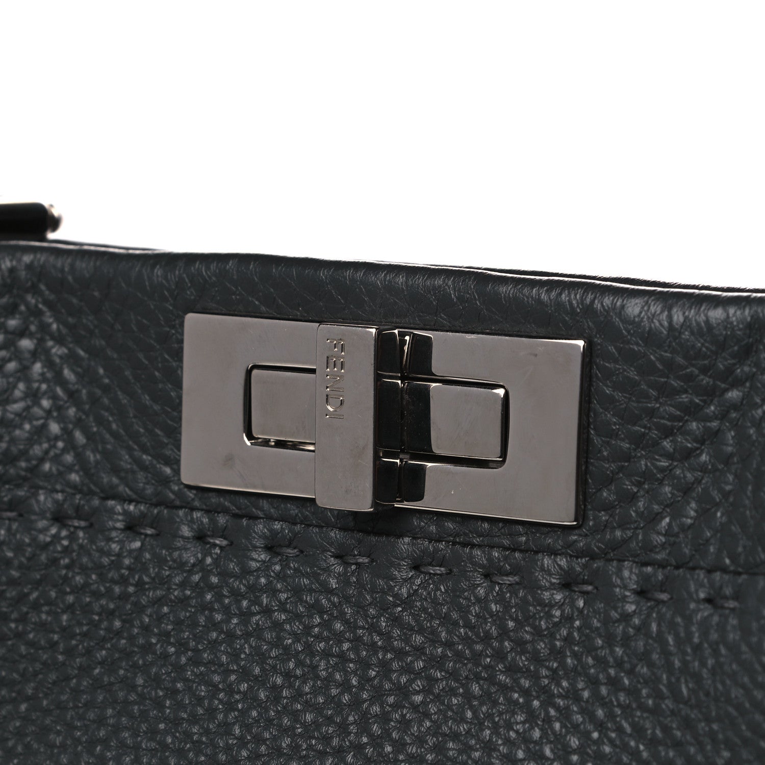 Fendi Calfskin Romano Selleria Medium Peekaboo Iconic Satchel Asfalto Latte 5 of 11