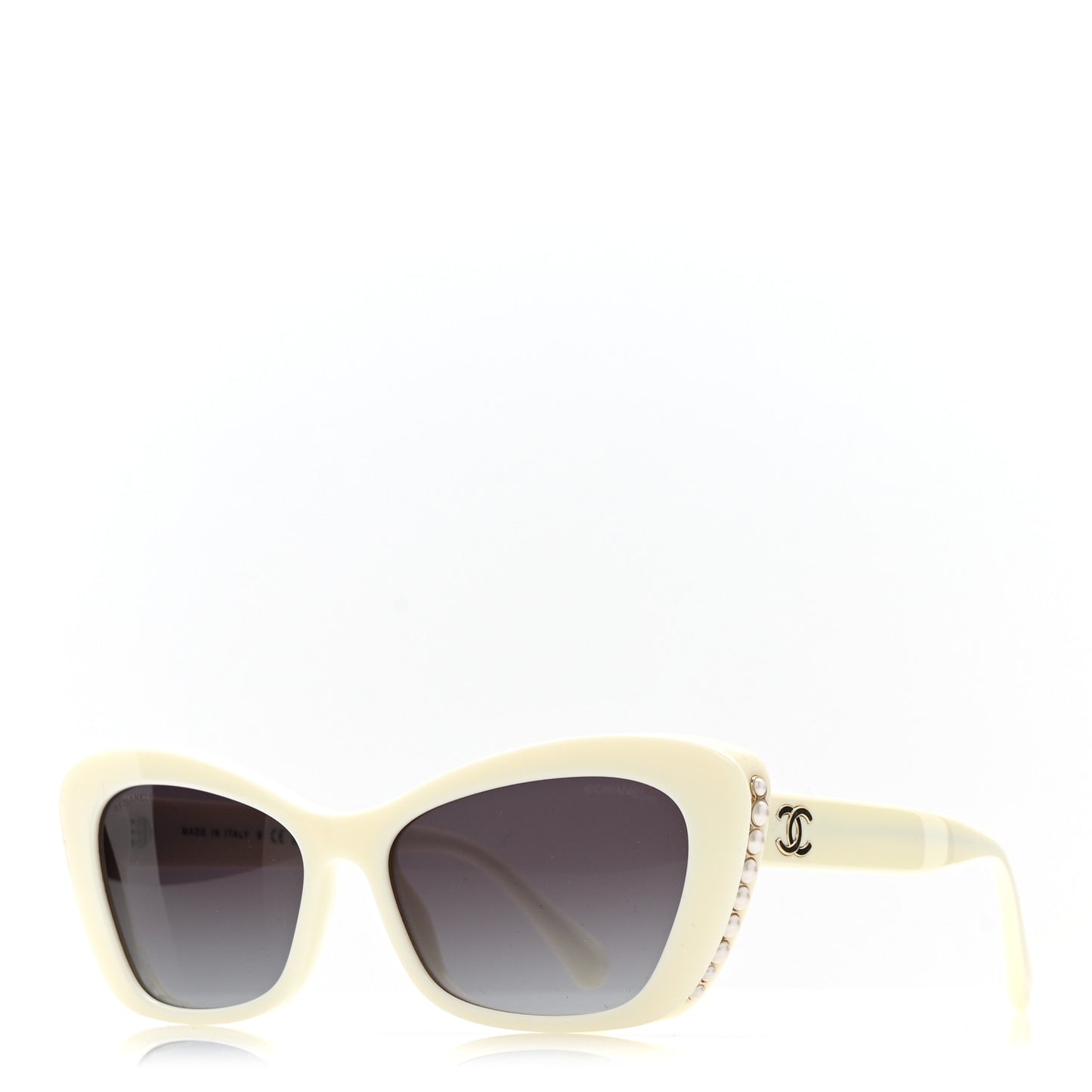 Acetate Pearl Cat Eye CC Sunglasses 5481-H-A White