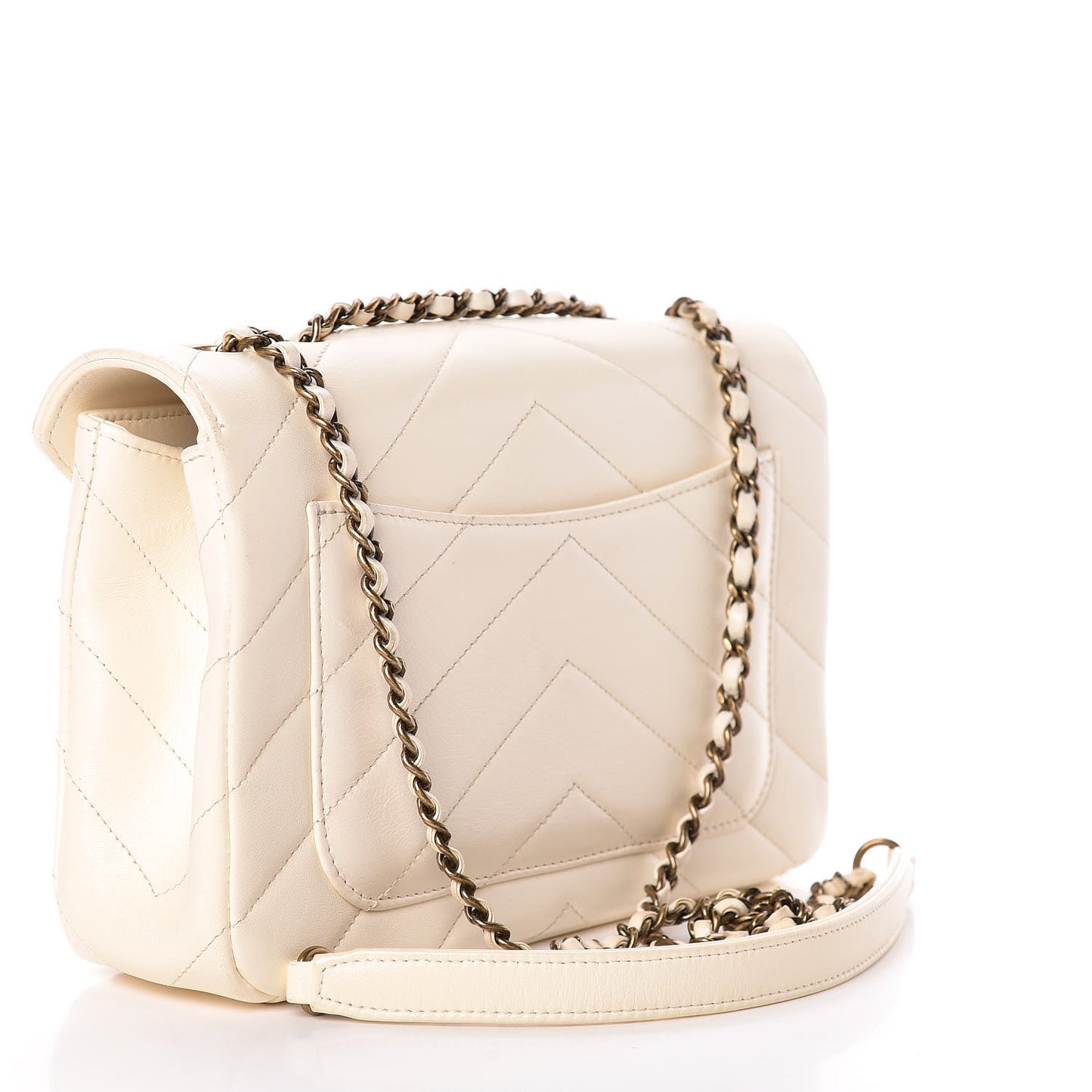 Lambskin Chevron Quilted Envelope Flap White