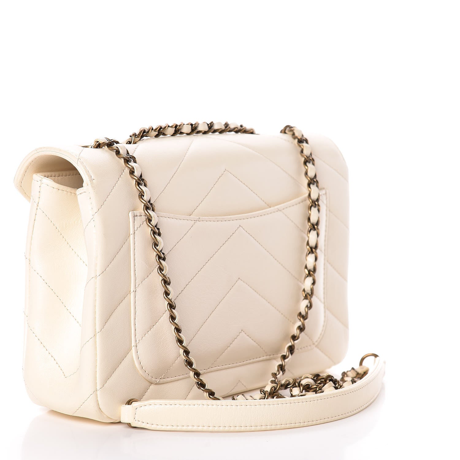 Chanel Lambskin Chevron Quilted Envelope Flap White 3 of 21