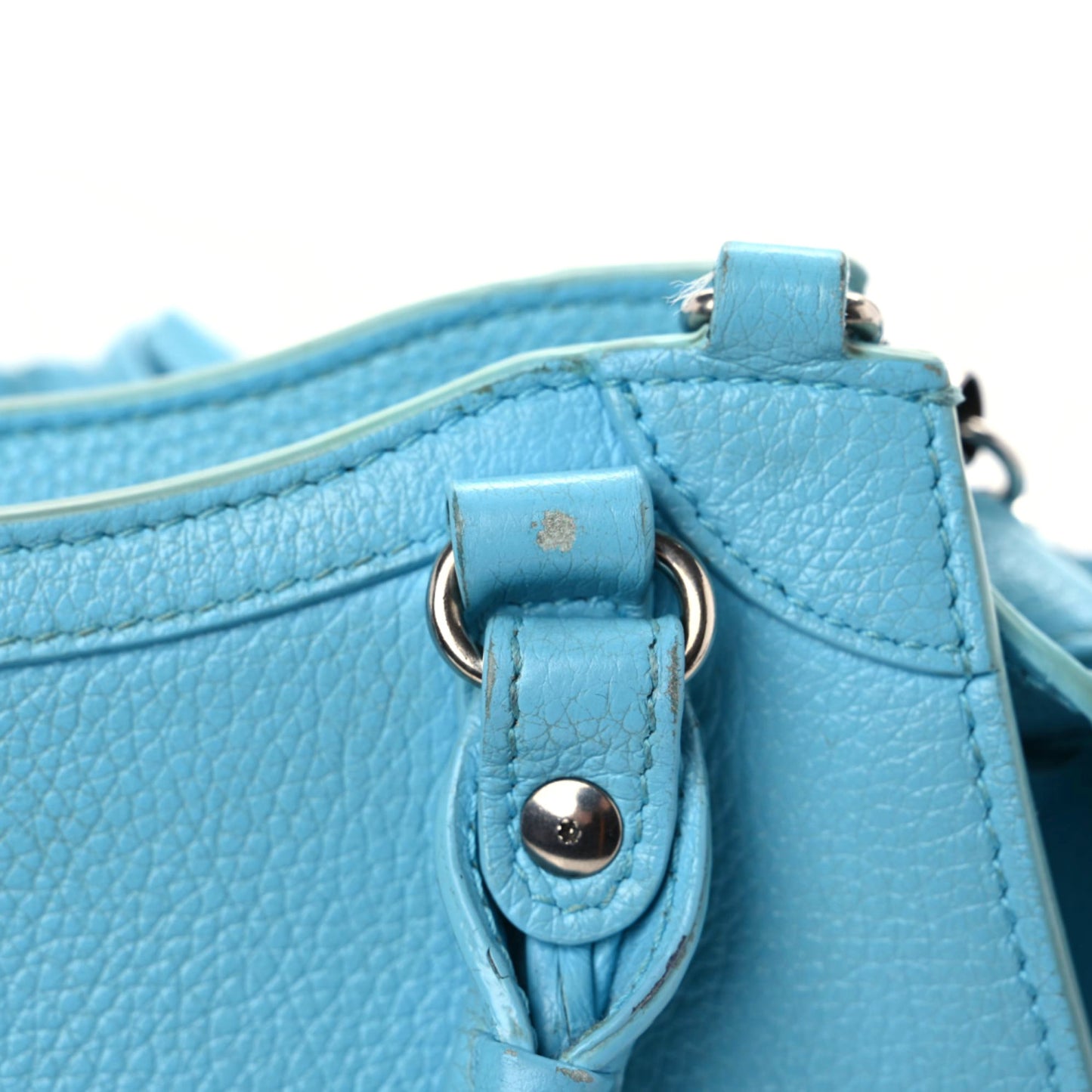 Grained Calfskin Neo Classic Silver Hardware Mini City Azur