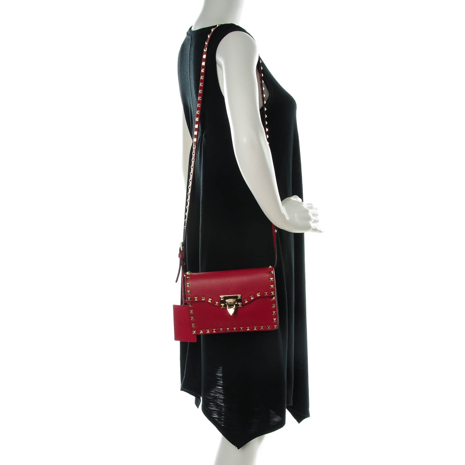 Valentino Garavani Vitello Rockstud Shoulder Flap Bag Rosso Valentino 2 of 7