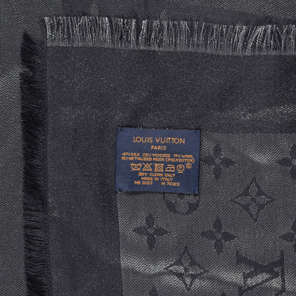 Louis Vuitton Silk Lurex Wool Monogram Shine Shawl Black 5 of 5