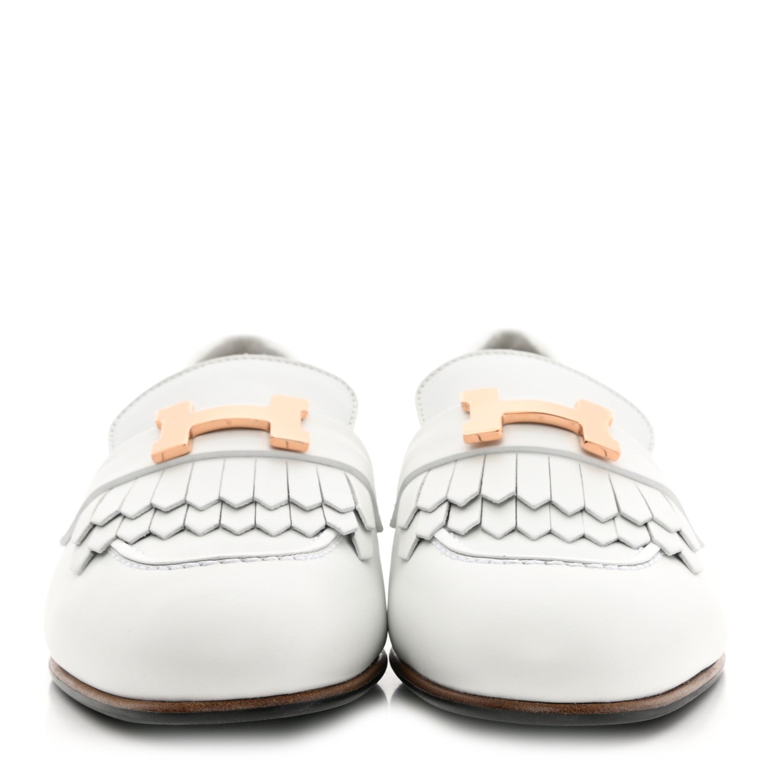 Hermes Calfskin Womens Royal Loafers 36.5 White 2 of 10