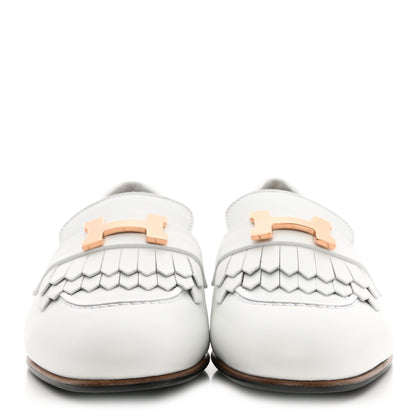 Hermes Calfskin Womens Royal Loafers 36.5 White 2 of 10
