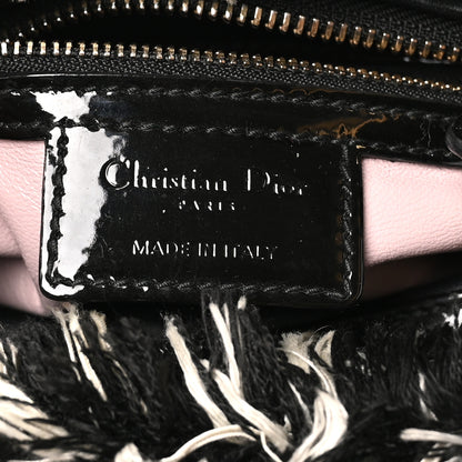 Christian Dior Tweed Fringe Medium Lady Dior White Black 6 of 10