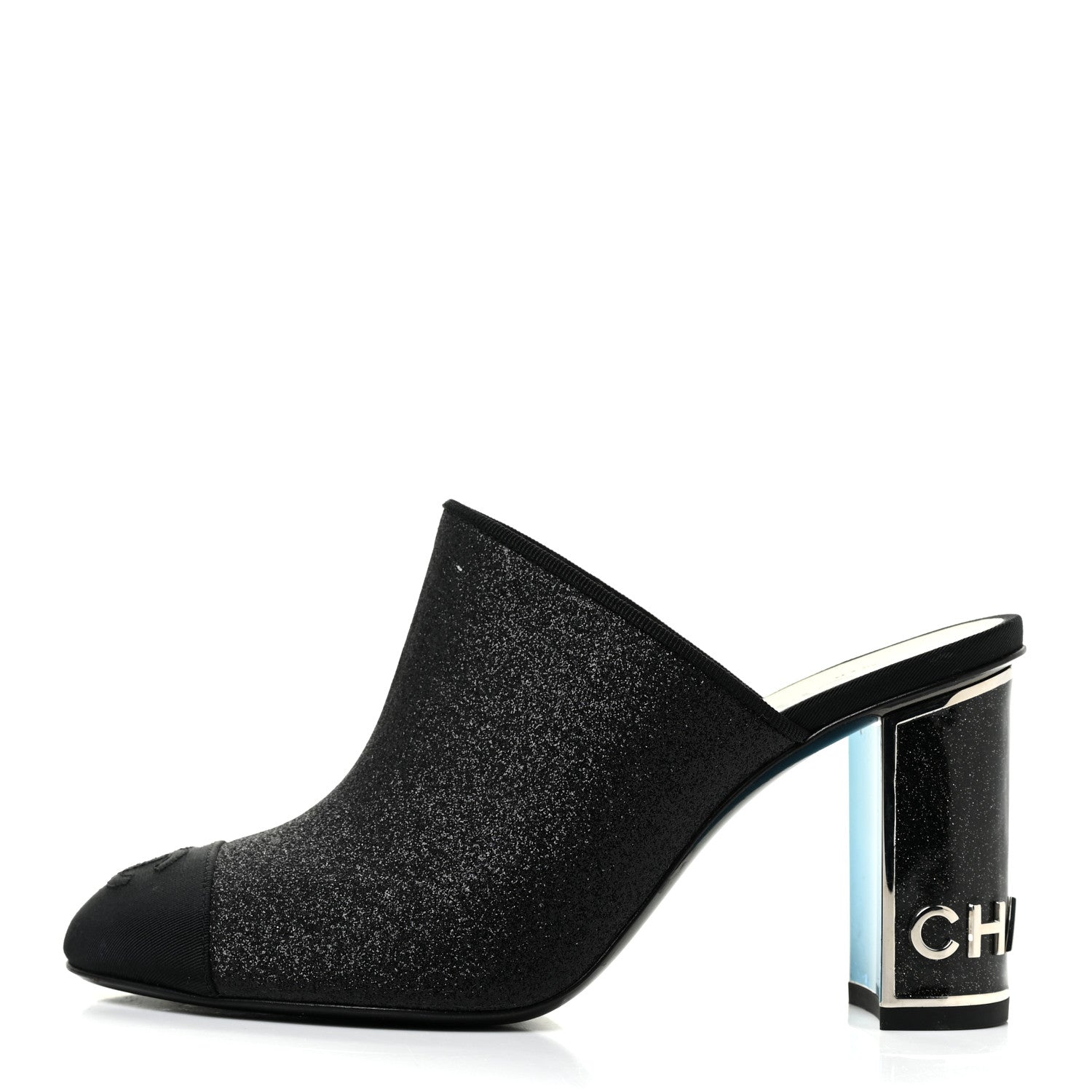 Chanel Fabric Cap Toe CC Mules 36.5 Black 1 of 13