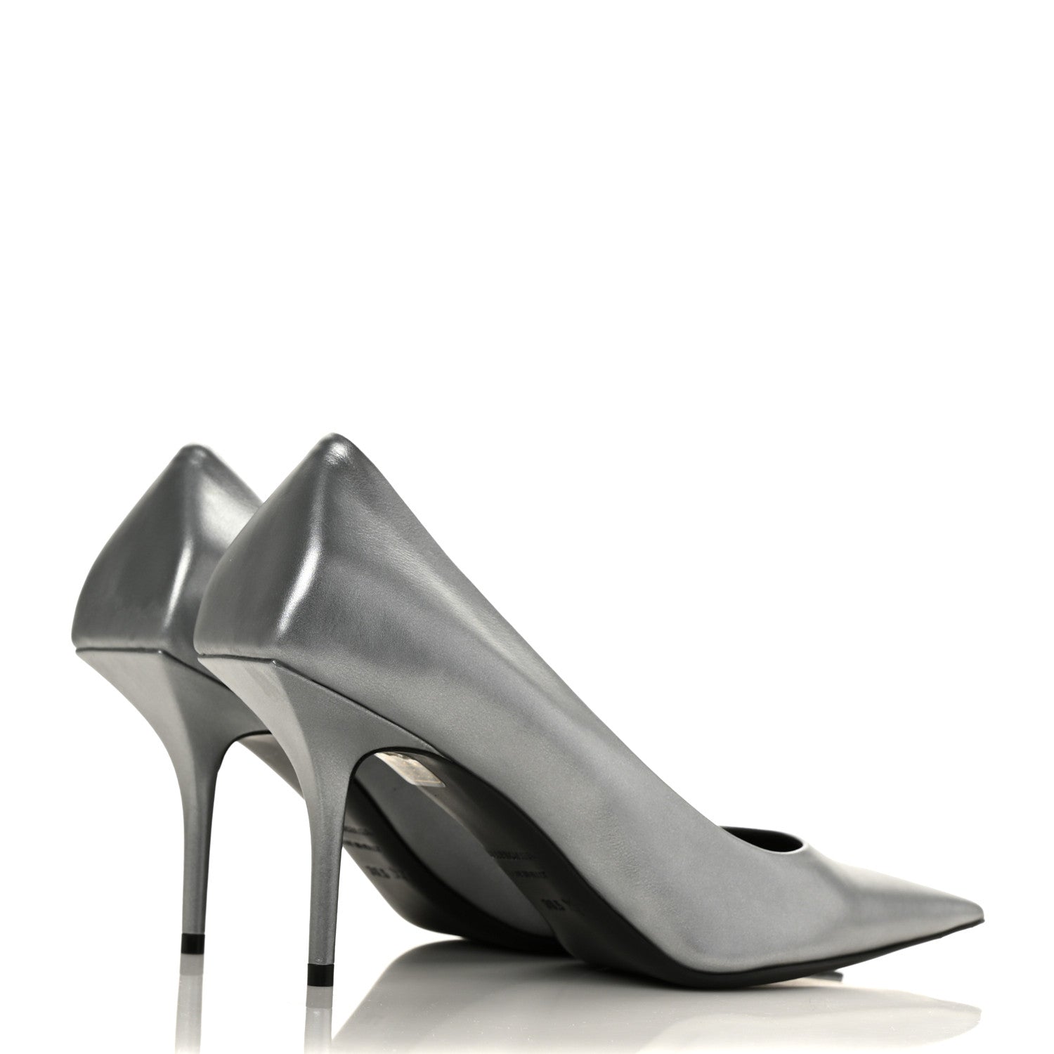 Balenciaga Metallic Nappa Square Knife 80mm Pumps 38.5 Silver 4 of 8