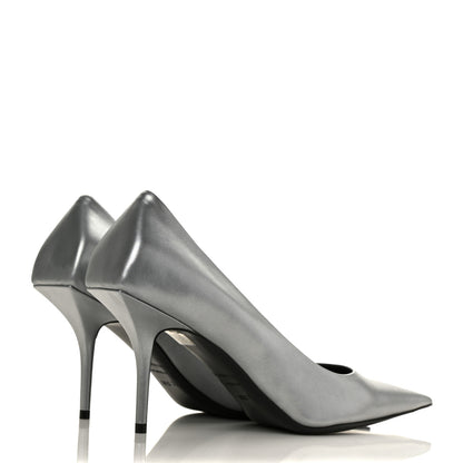 Balenciaga Metallic Nappa Square Knife 80mm Pumps 38.5 Silver 4 of 8