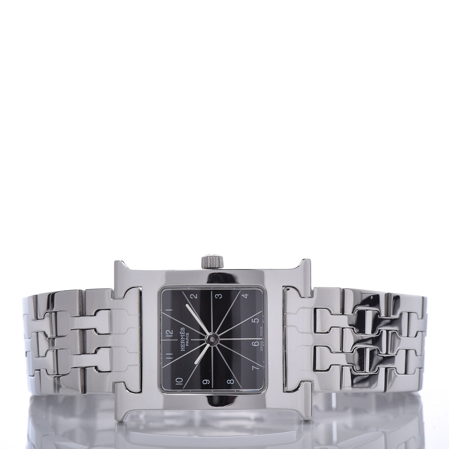 Hermes Stainless Steel 21mm Heure H Hour Quartz Watch Black 3 of 9