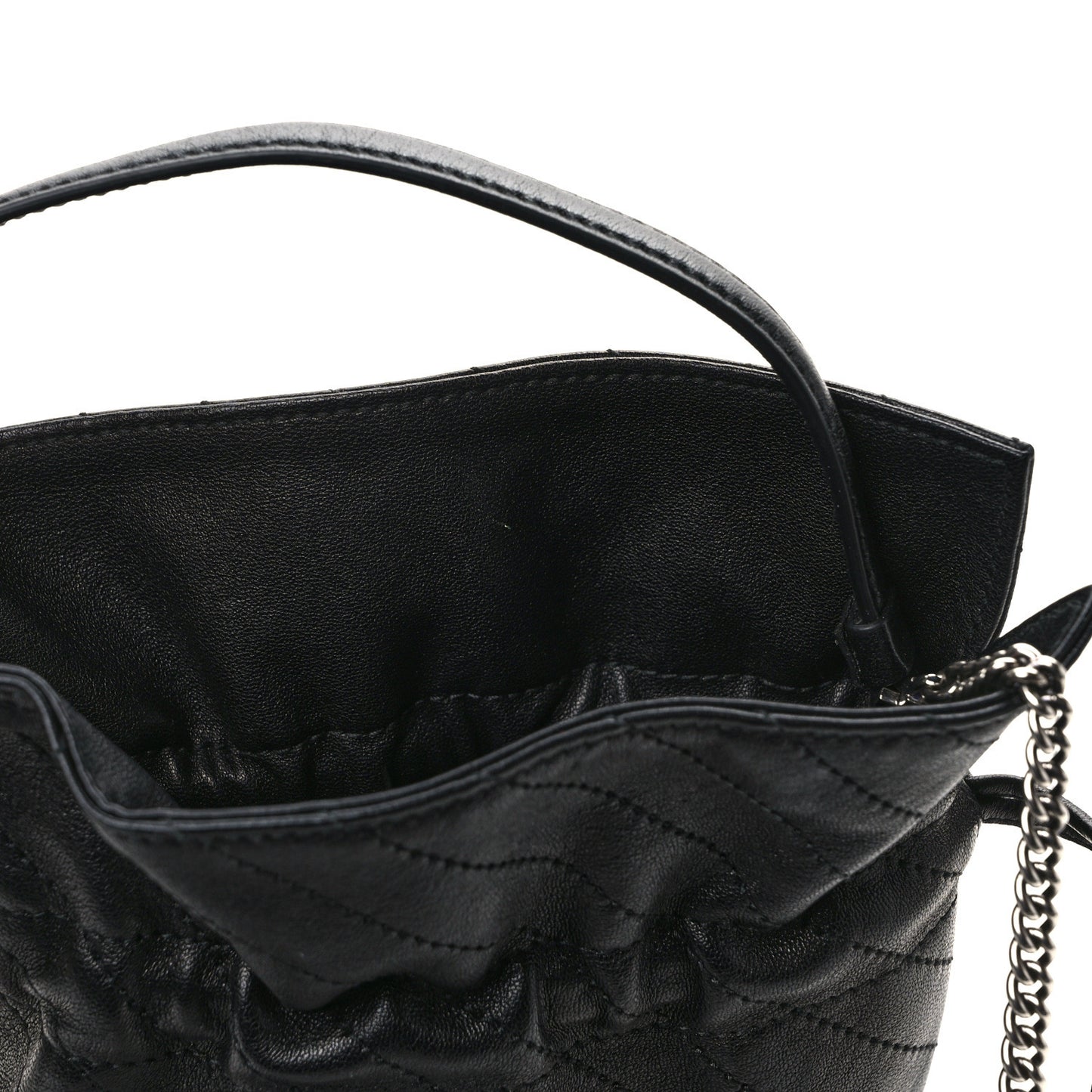 Sakai Be Green Calfskin Diagonal Stitched Mini Blondie Bucket Bag Black