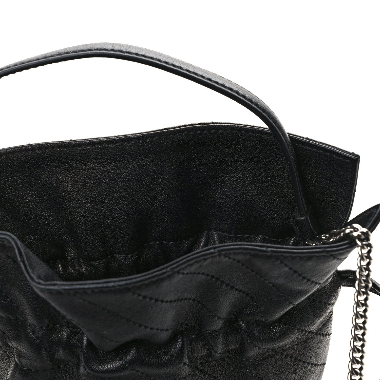 Gucci Sakai Be Green Calfskin Diagonal Stitched Mini Blondie Bucket Bag Black 12 of 13