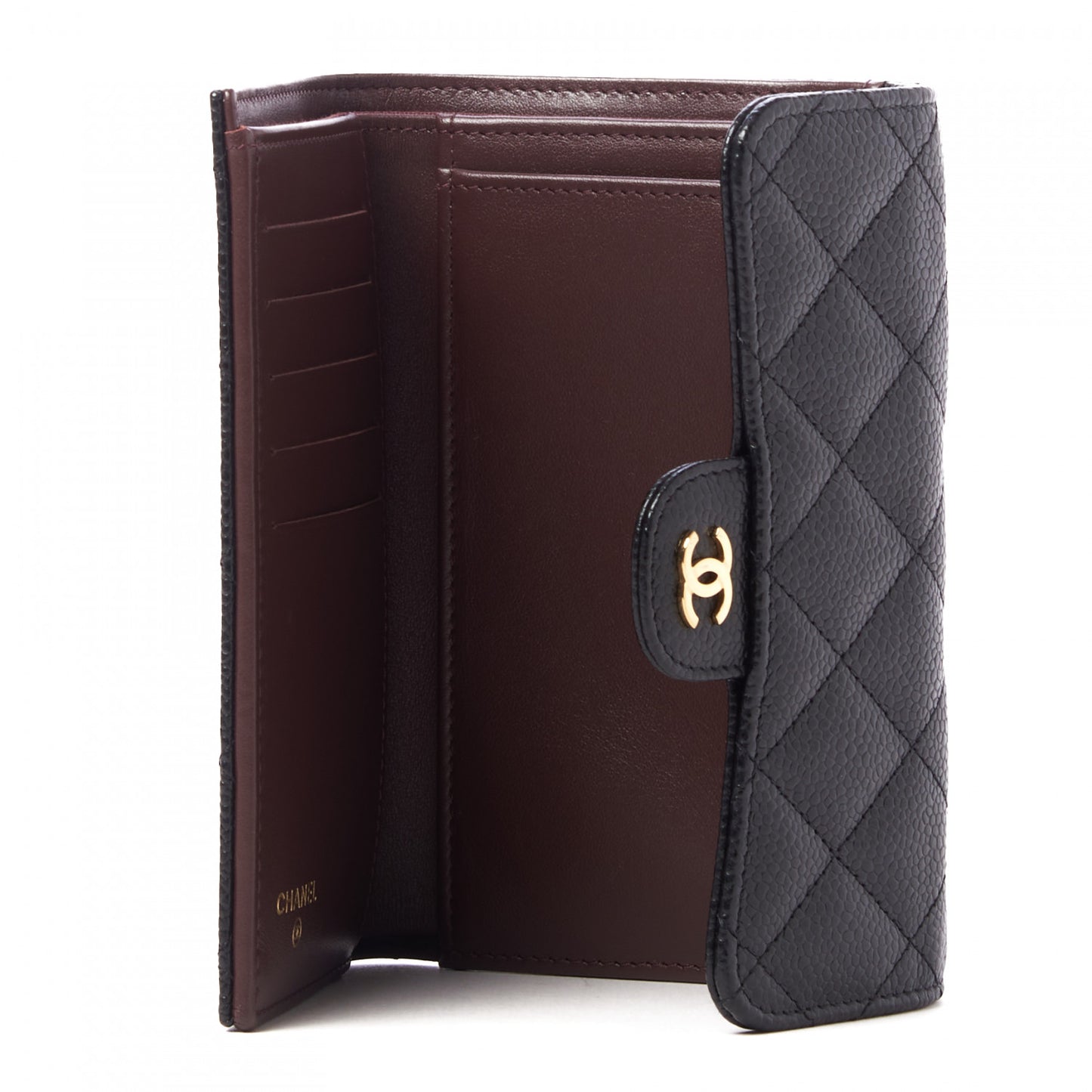 Caviar Quilted Medium Flap Wallet Black