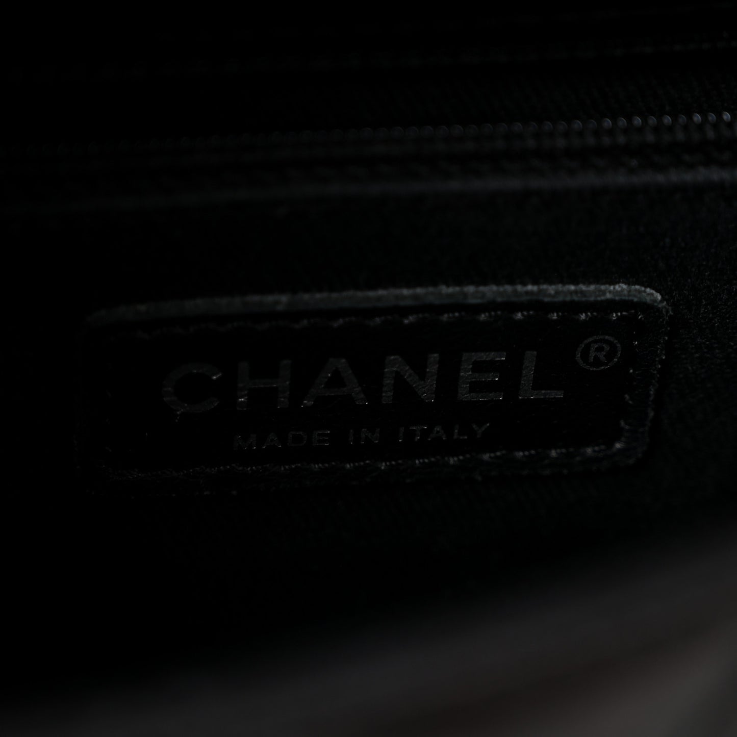 Glazed Calfskin Quilted Small CC Delivery Tote Black