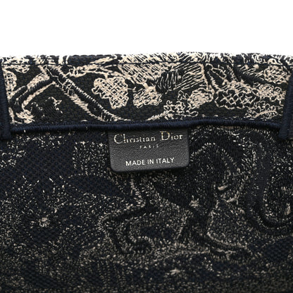 Christian Dior Canvas Embroidered Large Dioriviera Toile De Jouy Reverse Book Tote Blue 6 of 10