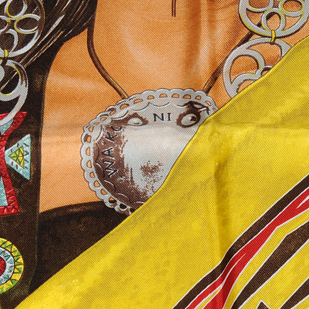Silk Wako Ni Scarf 90 Jaune Vert Rouge