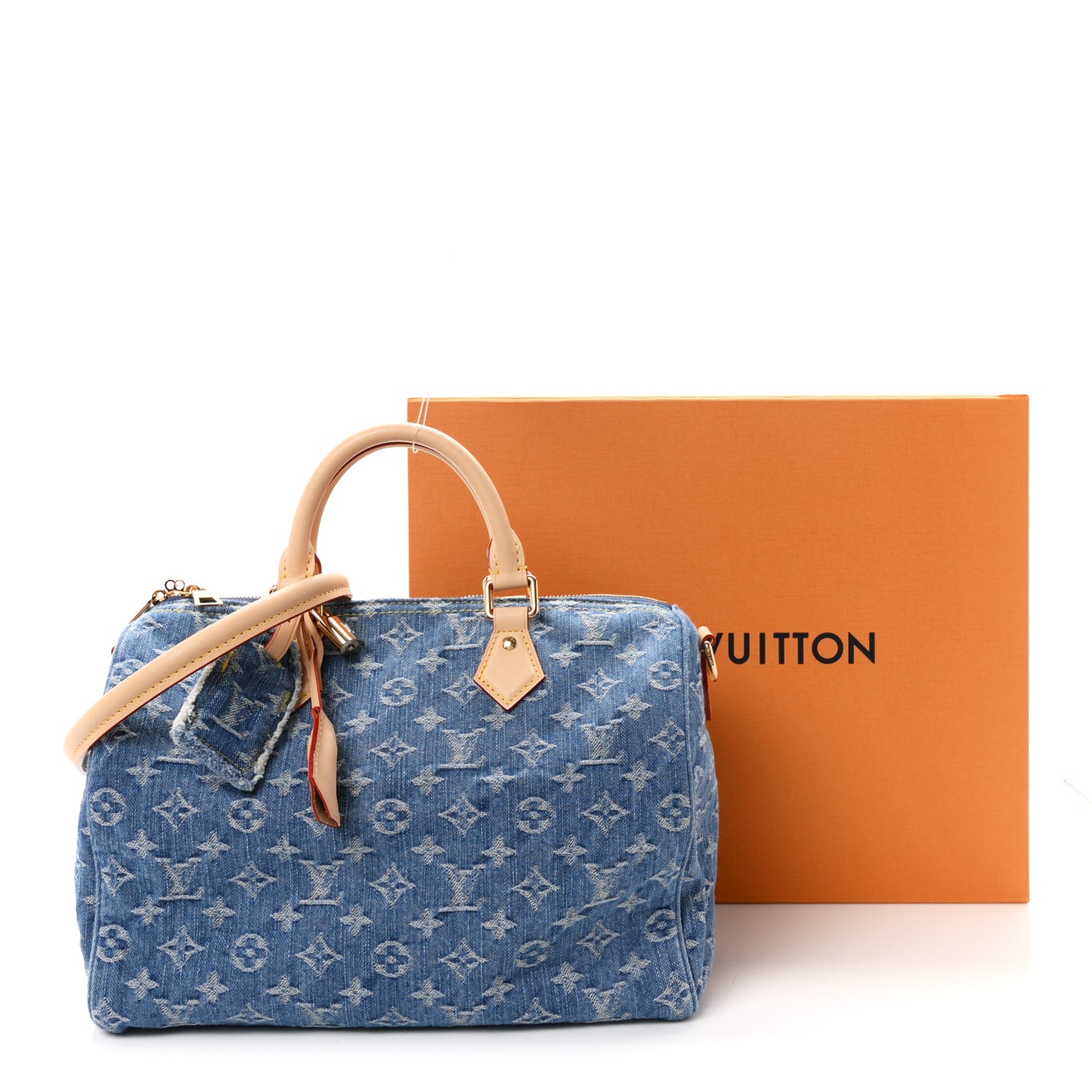Monogram Denim Speedy Soft 30 Blue