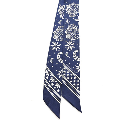 Hermes Silk Les Leopards Twilly Marine White 2 of 5
