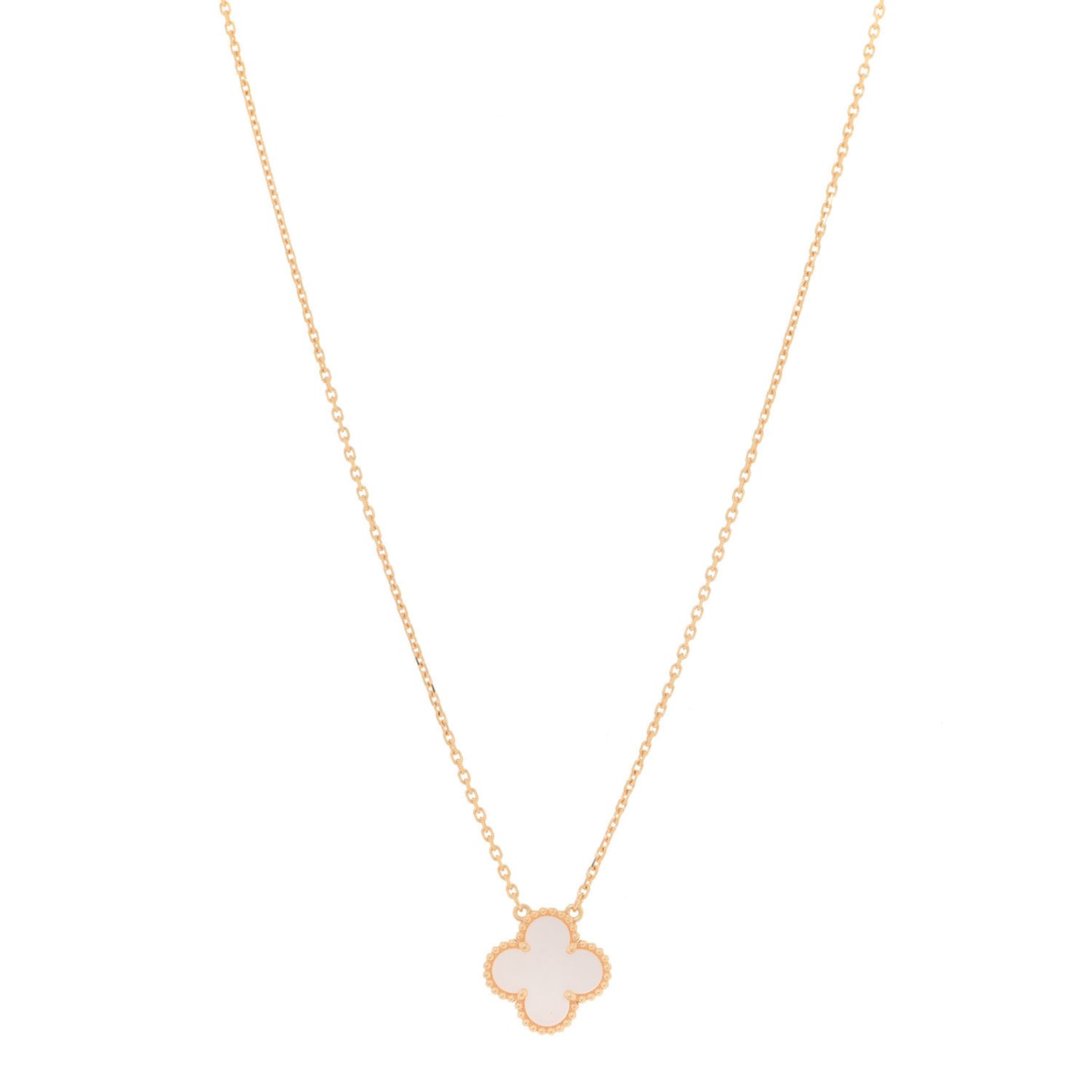 18K Yellow Gold Mother of Pearl Vintage Alhambra Pendant Necklace