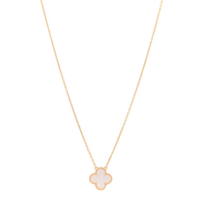 Van Cleef & Arpels 18K Yellow Gold Mother of Pearl Vintage Alhambra Pendant Necklace 1 of 6