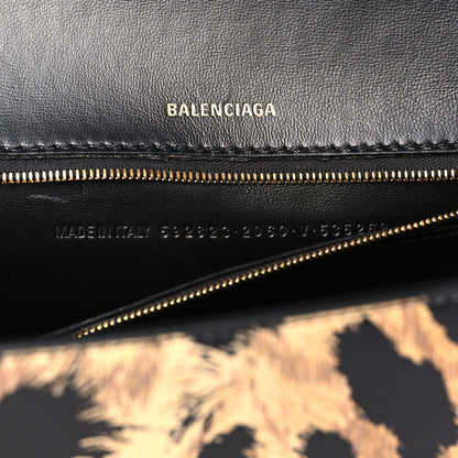 Balenciaga Smooth Calfskin Leopard Print Medium Hourglass Top Handle Bag Beige 7 of 9