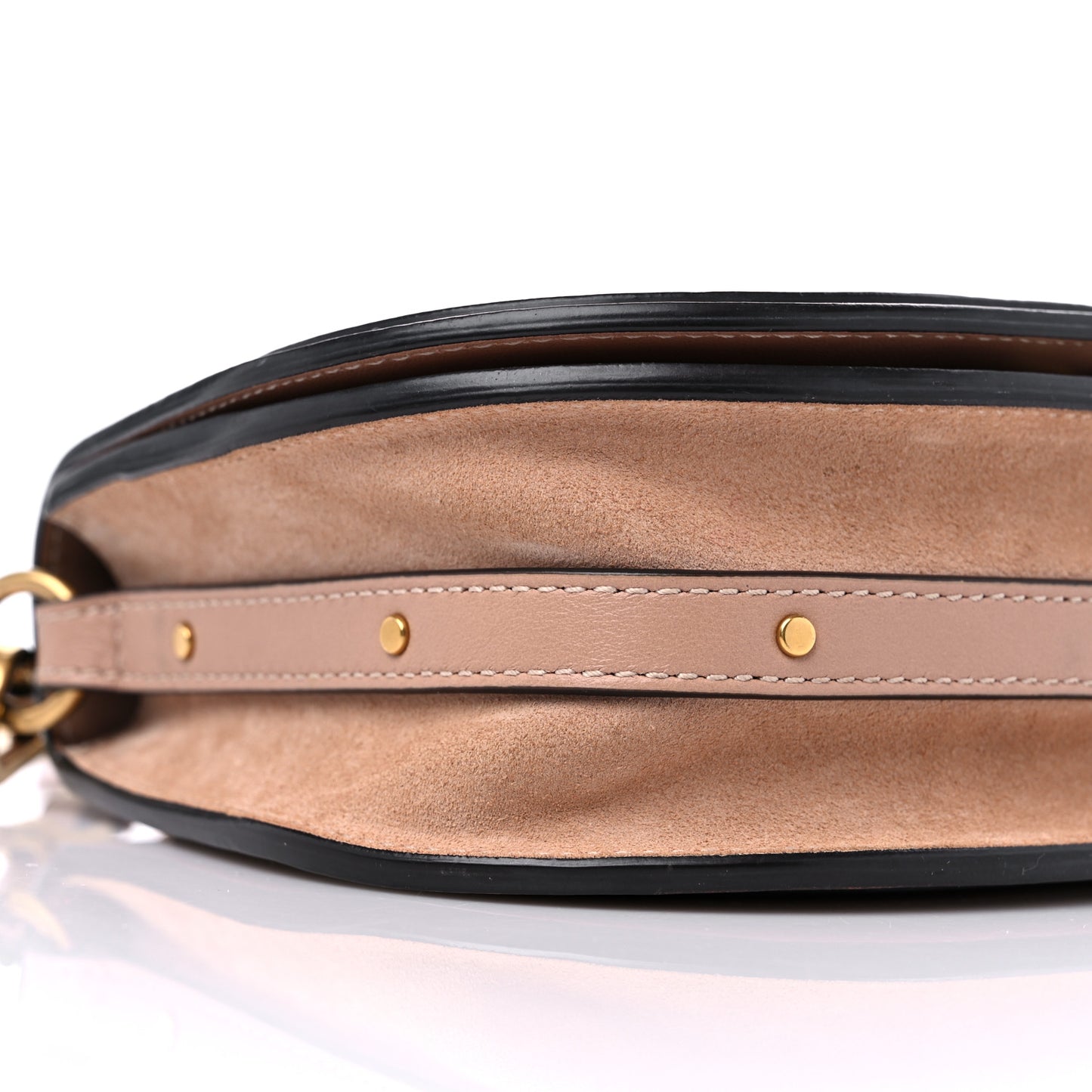 Calfskin Suede Small Nile Bracelet Bag Biscotti Beige