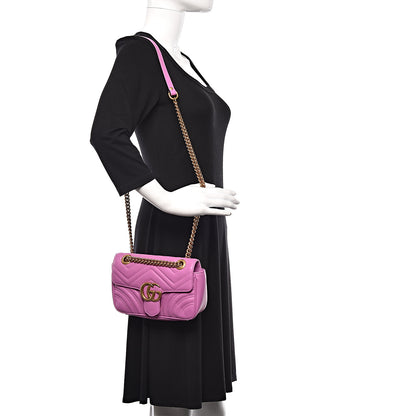 Gucci Calfskin Matelasse Mini GG Marmont Shoulder Bag Candy Mousse 2 of 9
