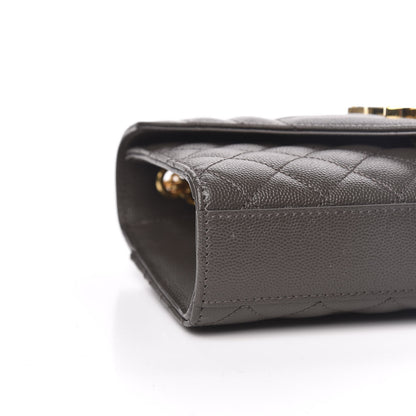 Saint Laurent Grain De Poudre Textured Mixed Matelasse Triquilt Small Monogram Satchel Pebble 7 of 9