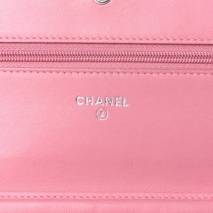 Chanel Lambskin Camellia Embossed Wallet On Chain WOC Pink 6 of 11