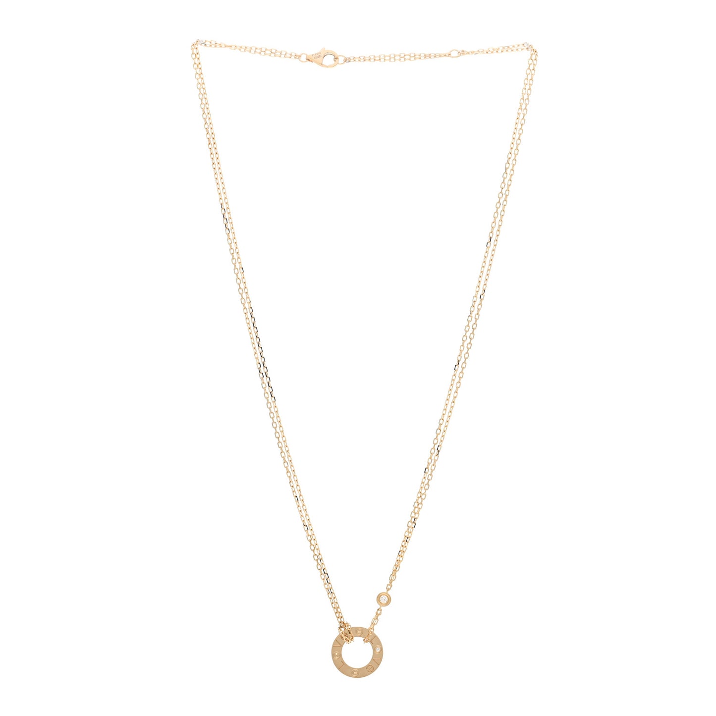 18K Yellow Gold 2 Diamond LOVE Necklace
