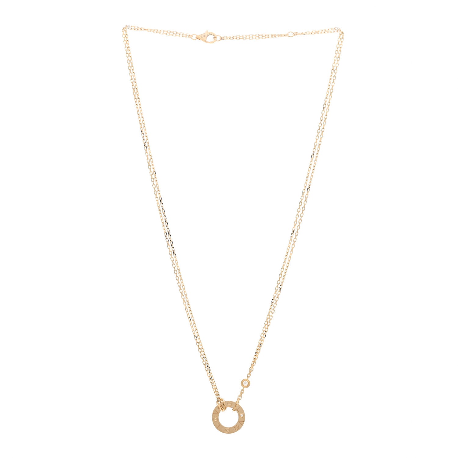 Cartier 18K Yellow Gold 2 Diamond LOVE Necklace 3 of 6