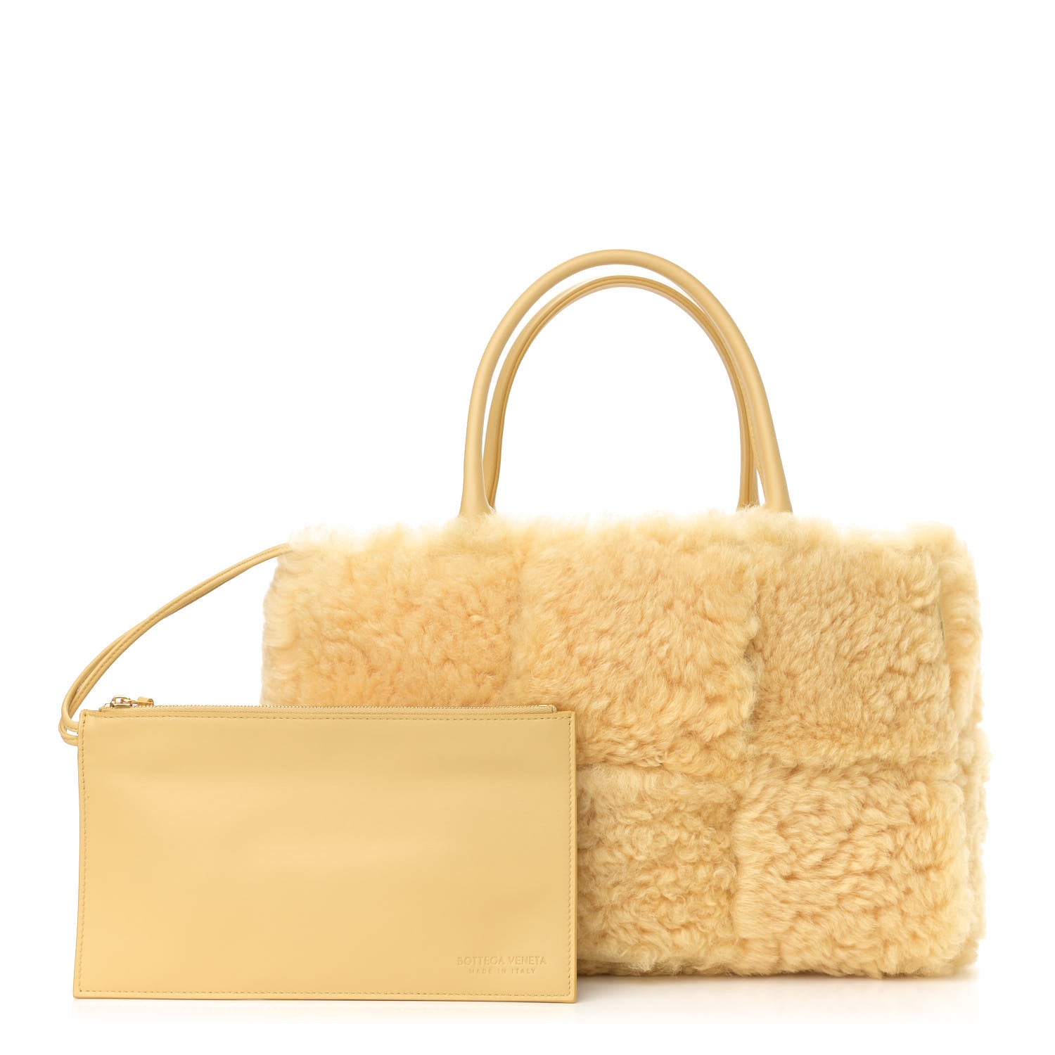 Bottega Veneta Shearling Small Intrecciato Arco Tote Teddy 1 of 10