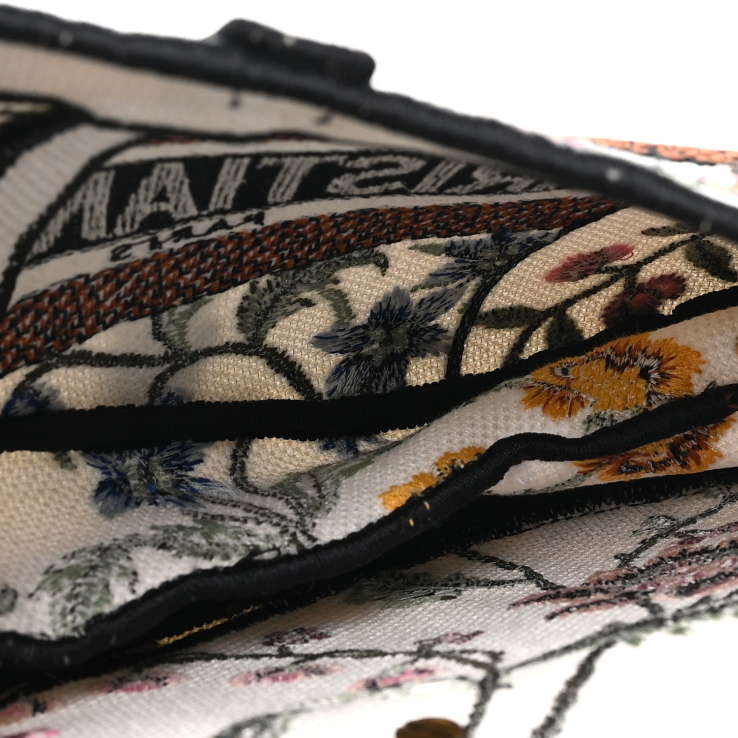 Christian Dior Canvas Embroidered Petites Fleurs Saddle Bag White Multicolor 5 of 10