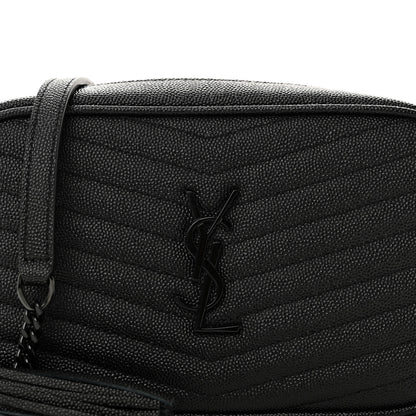 Saint Laurent Grain De Poudre Matelasse Monochrome Monogram Mini Lou Camera Bag Black 7 of 9
