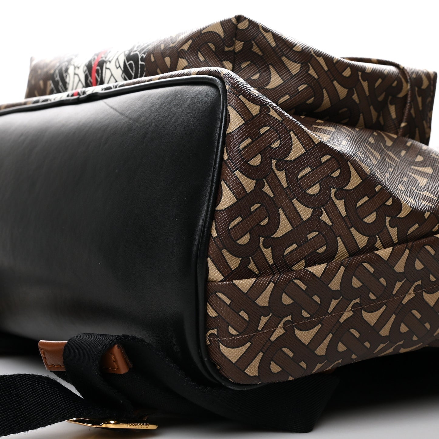 E-Canvas Monogram Stripe Backpack Bridle Brown