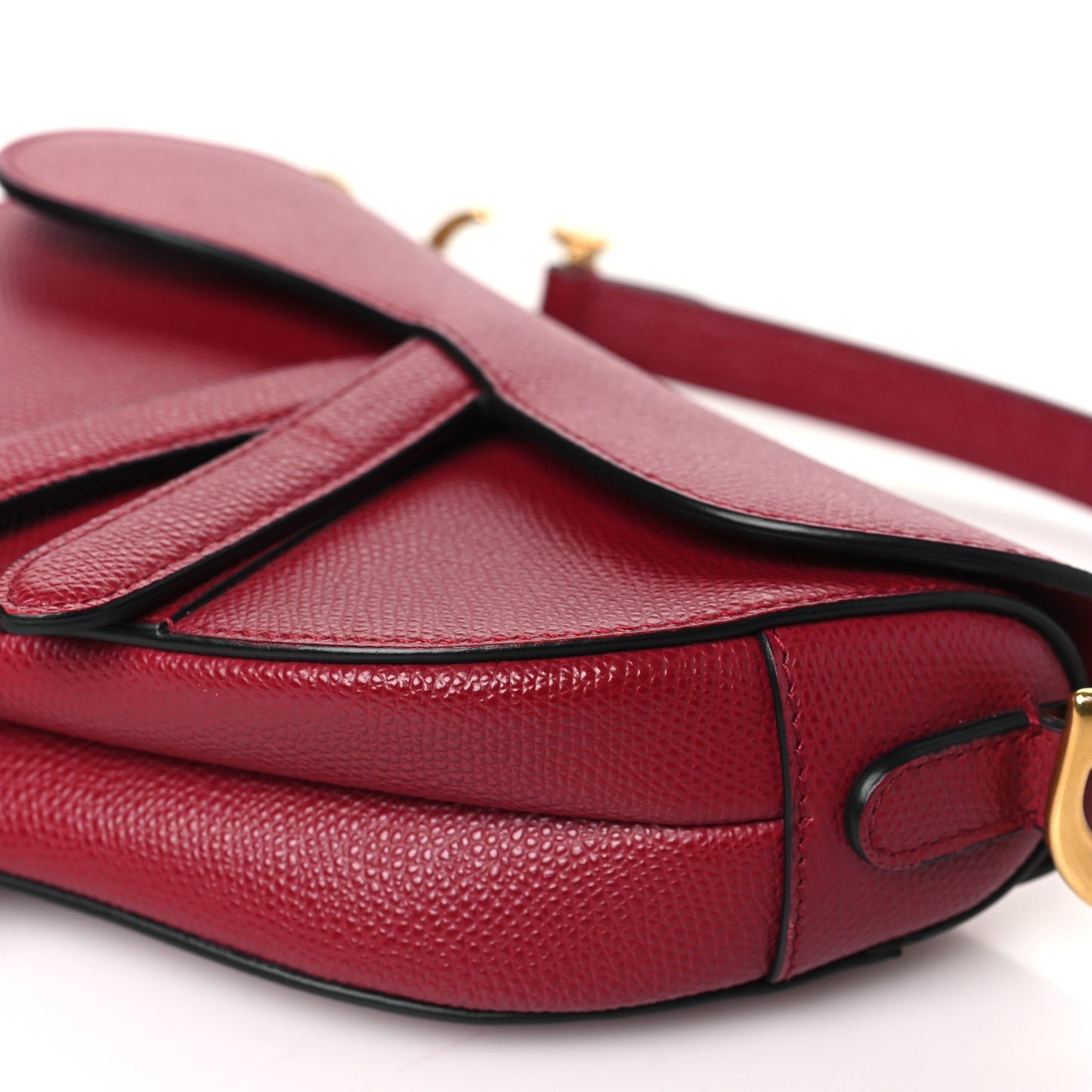 Grained Calfskin Mini Saddle Bag Red