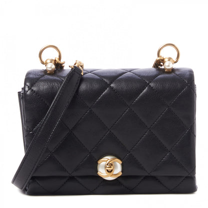 Chanel Calfskin Quilted Accordion Pearl CC Flap Bag Black 1 of 9